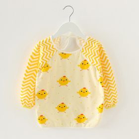 Baby Dinner Coverall Bib Spring And Autumn Long Sleeve Apron (Option: Yellow Chick Long Sleeve-100cm)