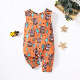 Shoulder Button Adjustable One-piece Romper (Option: Orange FNZ041A-60)