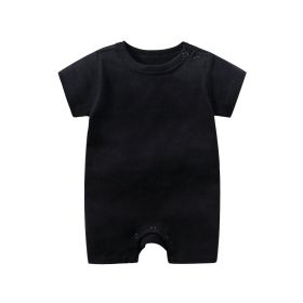 Baby Summer Short Sleeve Boxer Jumpsuit (Option: Black-59cm)