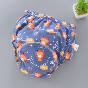 Baby Training Pants Washable 6-layer Gauze Diaper Cover (Option: Orange Lion On Blue Background-S Code-5PCS)