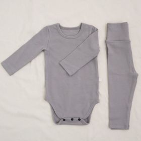 Children's Clothing Spring Baby Jumpsuit High Waist Belly Protection Pants Suit (Option: Gray-80cm)