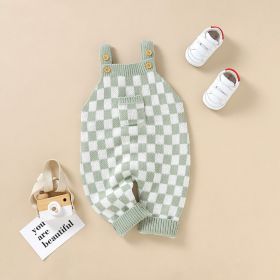 Infant Checkerboard One-piece Romper (Option: Green-62cm)