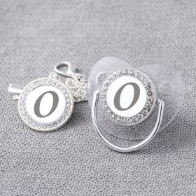 Transparent Silver 26 Letters Baby Spot Drill With Diamond Pacifier Belts Dust Cover (Option: Letter O)