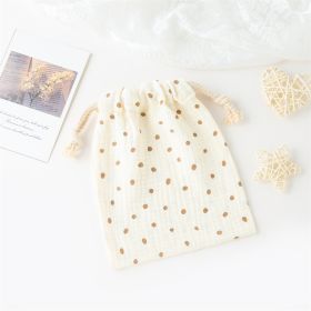 Double-layer Drawstring Pocket Cotton Printed Crepe Bib Hanging Bag (Option: Polka Dot)