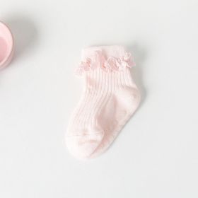 Children's Non-slip Spring And Autumn Cotton Socks (Option: Pink Blype Lace-M)