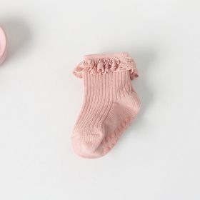 Children's Non-slip Spring And Autumn Cotton Socks (Option: Pink Color Blype Lace-M)