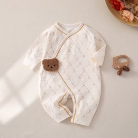 Newborn Jumpsuit Baby Butterfly Clothes Boneless Romper (Option: Beige Letters-52cm)