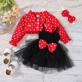 Autumn And Winter Girls' Skirt Set (Option: Black Red-3to6M)