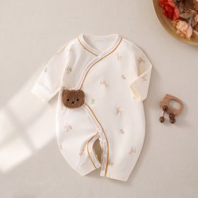 Newborn Jumpsuit Baby Butterfly Clothes Boneless Romper (Option: Beige Deer-52cm)