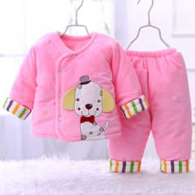 Baby Cotton Padded Coat Winter Thick Suede Cotton Jacket Quilted Two Newborn Winter Clothing (Option: Pink-55Yards)