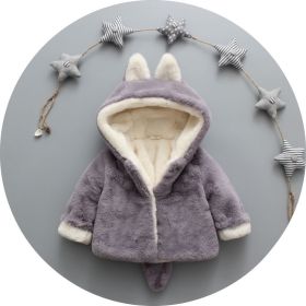 Children Thick Small Tail Faux Fur Coat (Option: Gray-110cm)