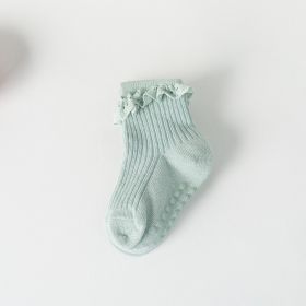 Children's Non-slip Spring And Autumn Cotton Socks (Option: Green Blype Lace-M)