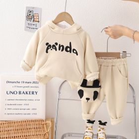 Autumn And Winter Lesser Panda Cotton Comfortable Long Sleeve Suit (Option: Beige-110cm)