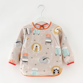 Baby Dinner Coverall Bib Spring And Autumn Long Sleeve Apron (Option: Brown Lion Long Sleeve-80cm)