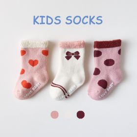 Cotton Children's Socks Terry-loop Hosiery (Option: Love Heart Bow Tie-3to5 Years Old)