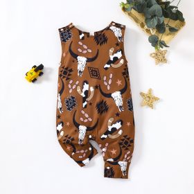 Shoulder Button Adjustable One-piece Romper (Option: Brown FNZ042A-80)