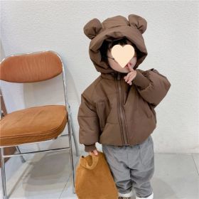 Baby Girl Thickened Warm Hooded Jacket (Option: Dark Brown-110)